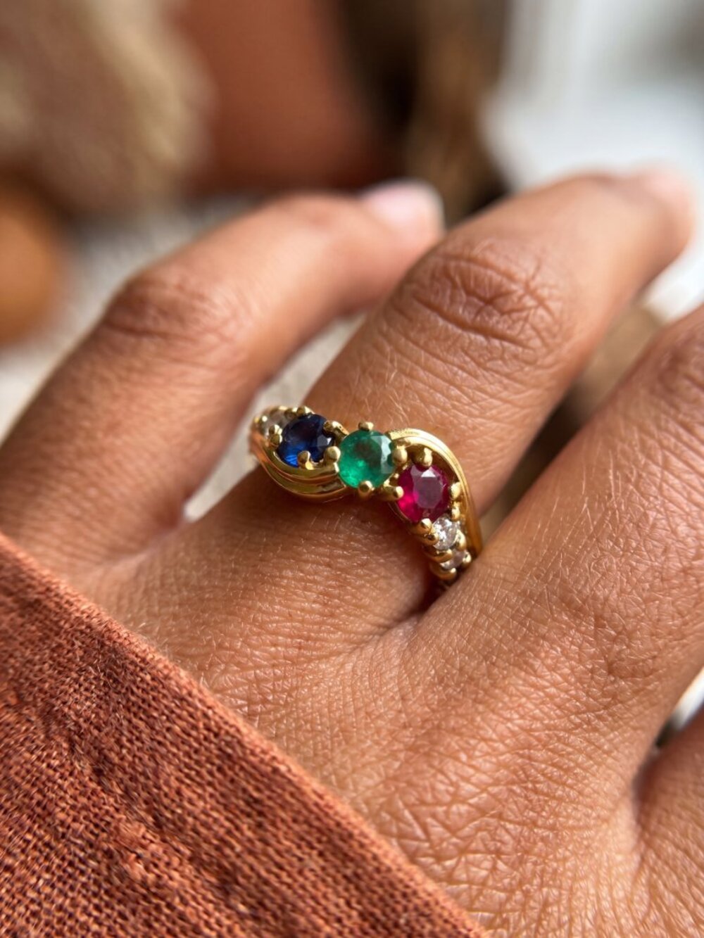 Vintage Avon RJ Graziano 925 Gold Vermeil Multi-Stone Ring Sz 4.75 - Picture 9 of 17